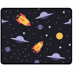 Cosmos Rockets Spaceships Ufos Fleece Blanket (Medium) 