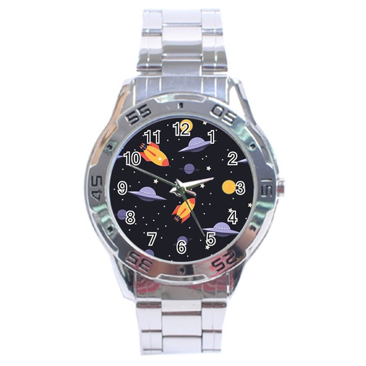 Cosmos Rockets Spaceships Ufos Stainless Steel Analogue Watch