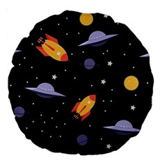 Cosmos Rockets Spaceships Ufos Large 18  Premium Round Cushions