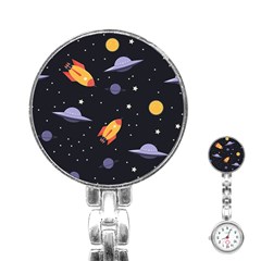 Cosmos Rockets Spaceships Ufos Stainless Steel Nurses Watch