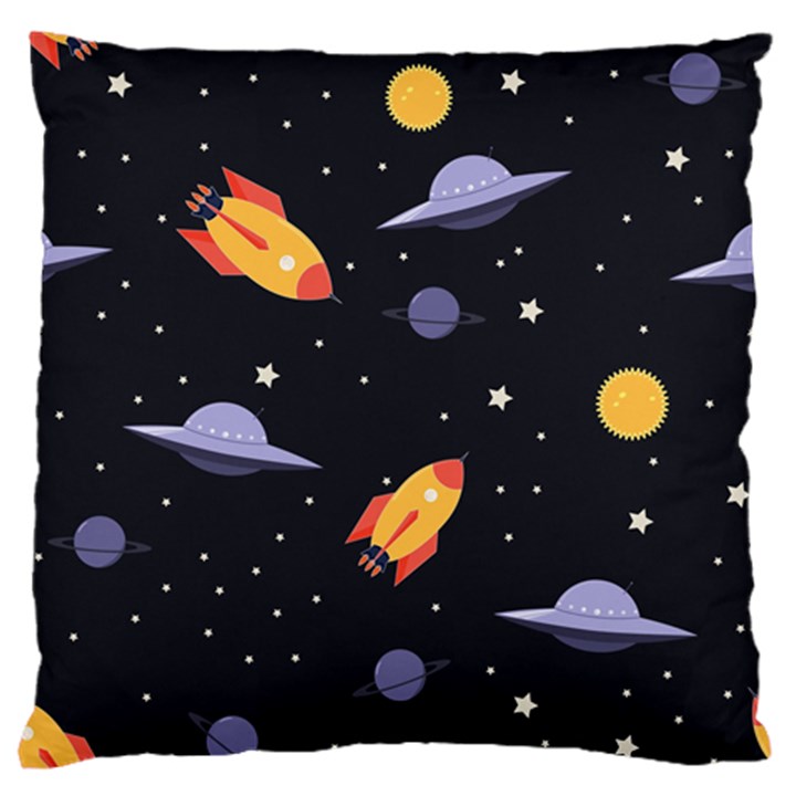 Cosmos Rockets Spaceships Ufos Large Flano Cushion Case (Two Sides)