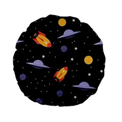 Cosmos Rockets Spaceships Ufos Standard 15  Premium Flano Round Cushions