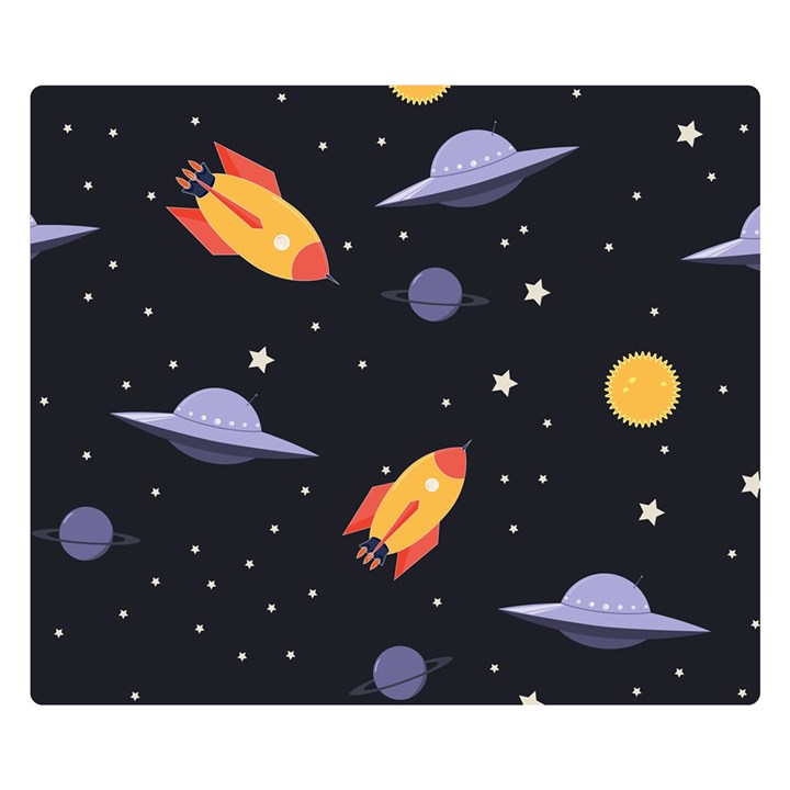 Cosmos Rockets Spaceships Ufos Double Sided Flano Blanket (Small) 