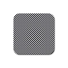 Black And White Checkerboard Background Board Checker Rubber Coaster (square) 