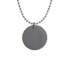 Black And White Checkerboard Background Board Checker 1  Button Necklace by Sapixe