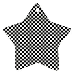 Black And White Checkerboard Background Board Checker Star Ornament (two Sides) by Sapixe