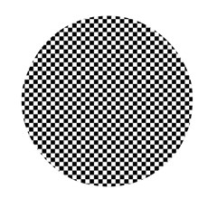 Black And White Checkerboard Background Board Checker Mini Round Pill Box by Sapixe