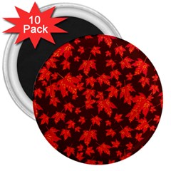 Red Oak And Maple Leaves 3  Magnets (10 Pack)  by Daria3107