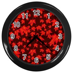 Red Oak And Maple Leaves Wall Clock (black) by Daria3107