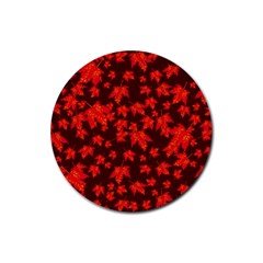 Red Oak And Maple Leaves Rubber Coaster (round)  by Daria3107