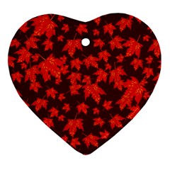 Red Oak And Maple Leaves Heart Ornament (two Sides)