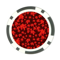 Red Oak And Maple Leaves Poker Chip Card Guard by Daria3107