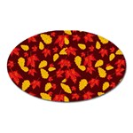 Autumn Pattern,oak And Maple On Burgundy Oval Magnet Front