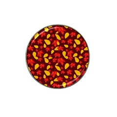 Autumn Pattern,oak And Maple On Burgundy Hat Clip Ball Marker (10 Pack) by Daria3107