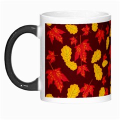 Autumn Pattern,oak And Maple On Burgundy Morph Mugs by Daria3107