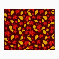 Autumn Pattern,oak And Maple On Burgundy Small Glasses Cloth (2 Sides) by Daria3107