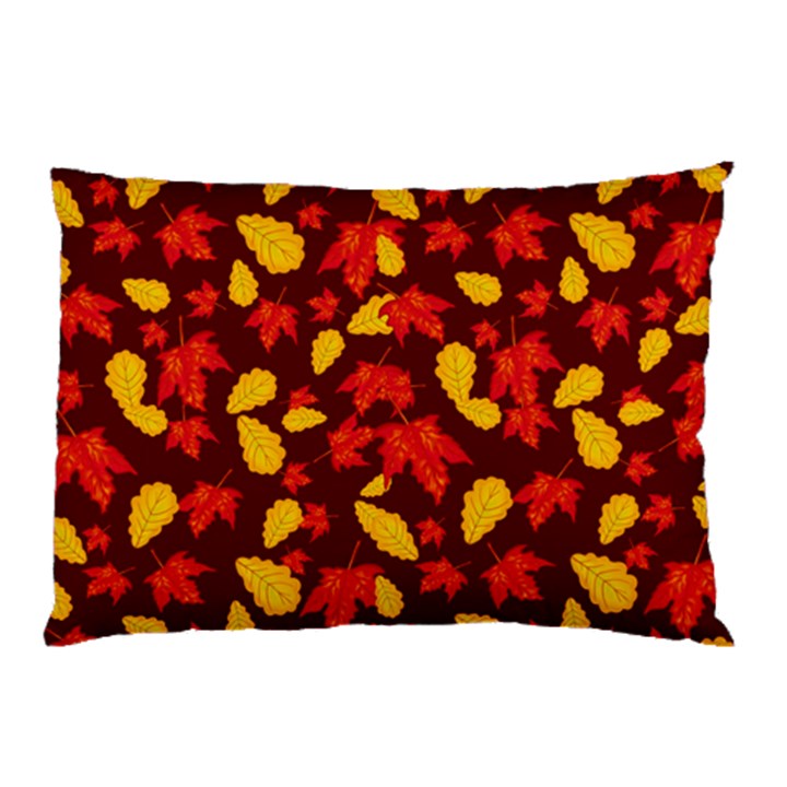 Autumn Pattern,oak And Maple On Burgundy Pillow Case