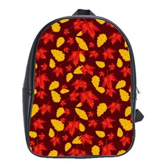 Autumn Pattern,oak And Maple On Burgundy School Bag (large) by Daria3107