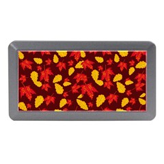 Autumn Pattern,oak And Maple On Burgundy Memory Card Reader (mini) by Daria3107