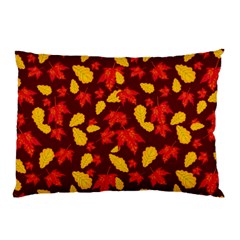 Autumn Pattern,oak And Maple On Burgundy Pillow Case (two Sides) by Daria3107