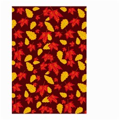 Autumn Pattern,oak And Maple On Burgundy Small Garden Flag (two Sides) by Daria3107