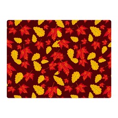 Autumn Pattern,oak And Maple On Burgundy Double Sided Flano Blanket (mini)  by Daria3107