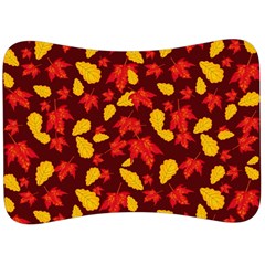 Autumn Pattern,oak And Maple On Burgundy Velour Seat Head Rest Cushion by Daria3107