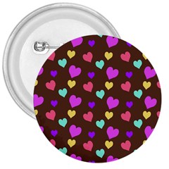 Colorfull Hearts On Choclate 3  Buttons by Daria3107