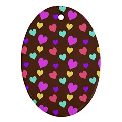 Colorfull Hearts On Choclate Ornament (oval) by Daria3107