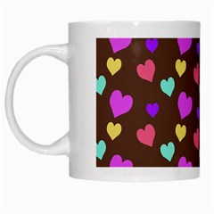 Colorfull Hearts On Choclate White Mugs by Daria3107