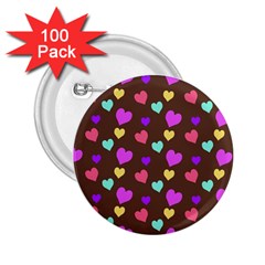 Colorfull Hearts On Choclate 2 25  Buttons (100 Pack)  by Daria3107