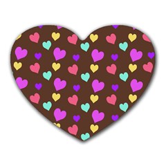 Colorfull Hearts On Choclate Heart Mousepads by Daria3107