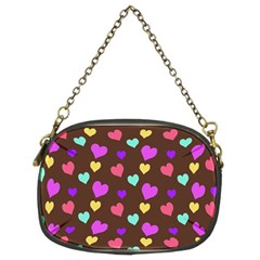 Colorfull Hearts On Choclate Chain Purse (two Sides) by Daria3107