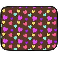 Colorfull Hearts On Choclate Double Sided Fleece Blanket (mini)  by Daria3107