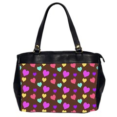 Colorfull Hearts On Choclate Oversize Office Handbag (2 Sides) by Daria3107