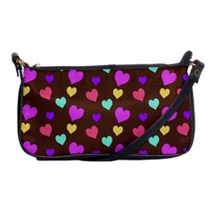 Colorfull Hearts On Choclate Shoulder Clutch Bag by Daria3107