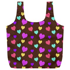 Colorfull Hearts On Choclate Full Print Recycle Bag (xl) by Daria3107