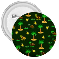 Turtle And Palm On Green Pattern 3  Buttons by Daria3107