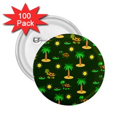 Turtle And Palm On Green Pattern 2 25  Buttons (100 Pack)  by Daria3107