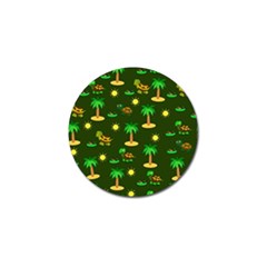 Turtle And Palm On Green Pattern Golf Ball Marker by Daria3107