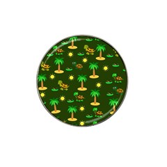 Turtle And Palm On Green Pattern Hat Clip Ball Marker (10 Pack) by Daria3107