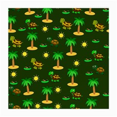 Turtle And Palm On Green Pattern Medium Glasses Cloth (2 Sides) by Daria3107