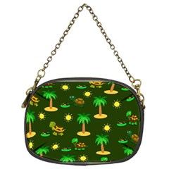 Turtle And Palm On Green Pattern Chain Purse (two Sides) by Daria3107