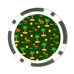 Turtle And Palm On Green Pattern Poker Chip Card Guard (10 Pack) by Daria3107