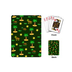 Turtle And Palm On Green Pattern Playing Cards Single Design (mini) by Daria3107