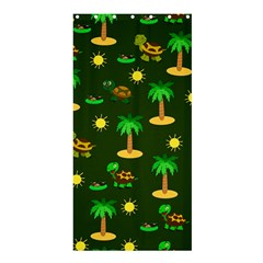 Turtle And Palm On Green Pattern Shower Curtain 36  X 72  (stall)  by Daria3107