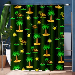 Turtle And Palm On Green Pattern Shower Curtain 60  X 72  (medium)  by Daria3107