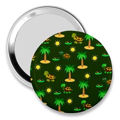 Turtle And Palm On Green Pattern 3  Handbag Mirrors by Daria3107