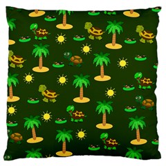 Turtle And Palm On Green Pattern Standard Flano Cushion Case (one Side) by Daria3107