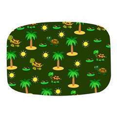 Turtle And Palm On Green Pattern Mini Square Pill Box by Daria3107